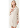 Oatmeal Stripe Bamboo Women's Sleepshirt, Beige and White Stripe - Pajamas - 2