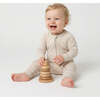 Oatmeal Stripe Bamboo Sleeper, Beige and White Stripe - Pajamas - 4