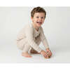 Oatmeal Stripe Bamboo Kids Pajama Set, Beige and White Stripe - Pajamas - 4