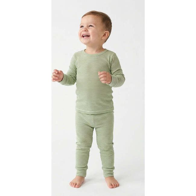 Bamboo Toddler Pajama Set, Evergreen Stripe