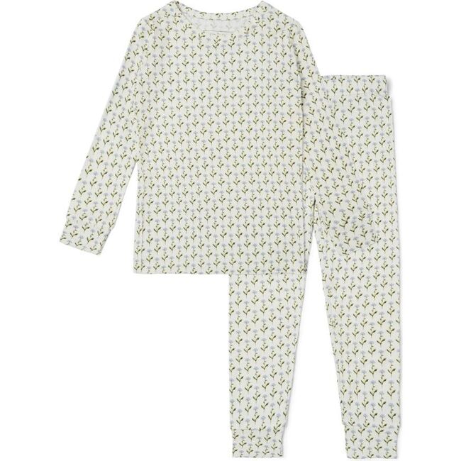 Lavender Lane Bamboo Kids Pajama Set, Delicate Purple & Green Floral