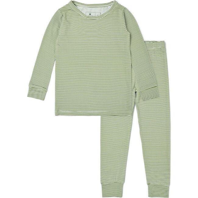Bamboo Toddler Pajama Set, Evergreen Stripe