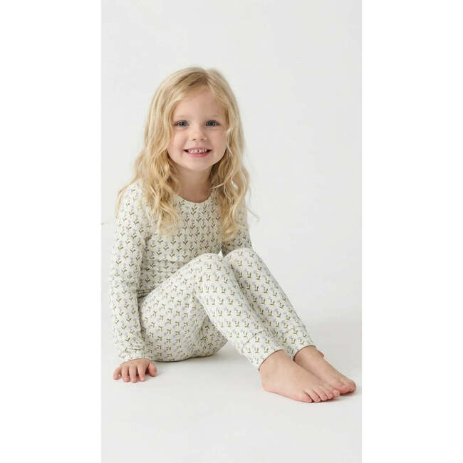 Lavender Lane Bamboo Kids Pajama Set, Delicate Purple & Green Floral - Pajamas - 4