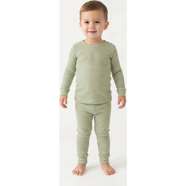 Bamboo Toddler Pajama Set, Evergreen Stripe - Pajamas - 4