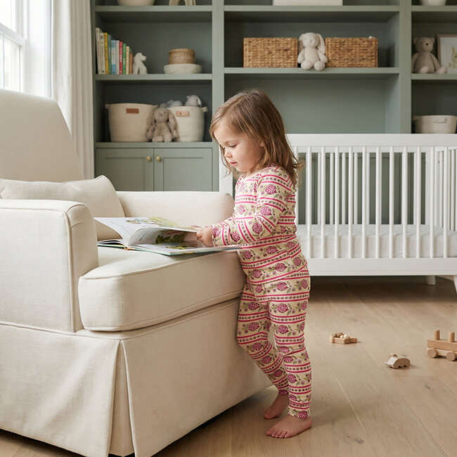 Bamboo Toddler Pajama Set, Pomegranate Soiree - Pajamas - 5