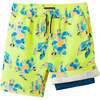 Kids (4-7 Years) Comfort-Stretch Lined Boardshort, Neon Turtle - Shorts - 1 - thumbnail