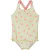 Infant Girls Seersucker One-Piece Swimsuit, Pink Bow - One Pieces - 1 - thumbnail