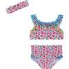 Infant Girls Ruffle Bikini W/ Headband, Cherry Stripe - Two Pieces - 1 - thumbnail