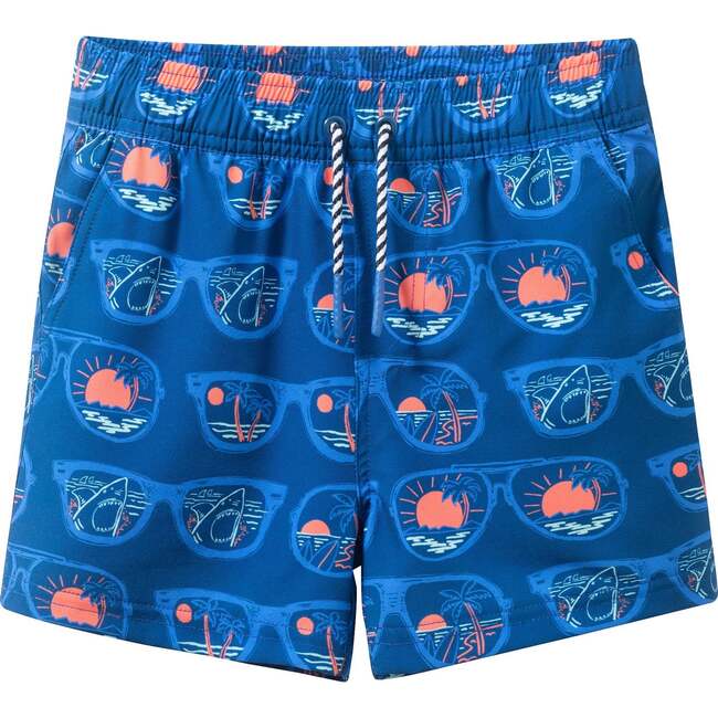 Kids (4-7 Years) Comfort-Stretch Lined Boardshort, Sunglasses Shark