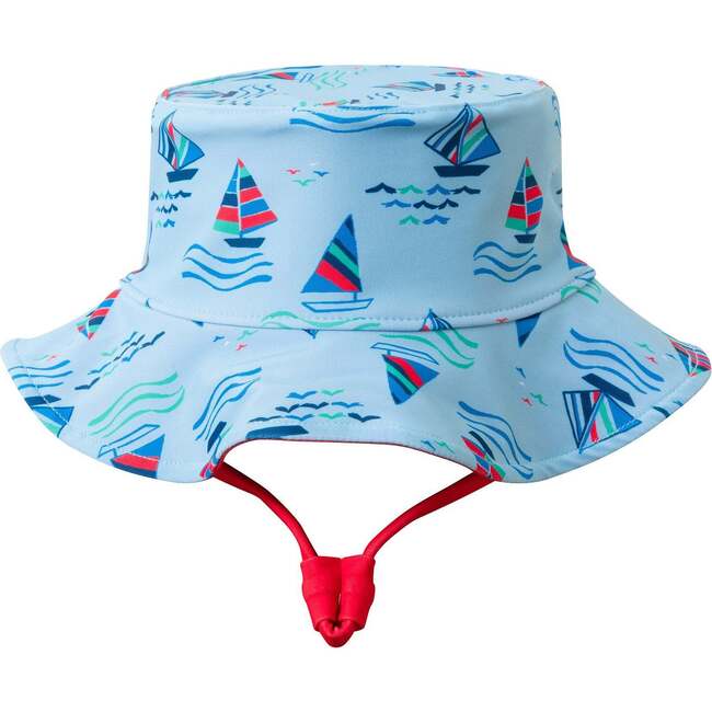 Infant Boys Swim Romper W/ Hat,  Navy Sailboat - Rompers - 3