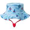 Infant Boys Swim Romper W/ Hat,  Navy Sailboat - Rompers - 3