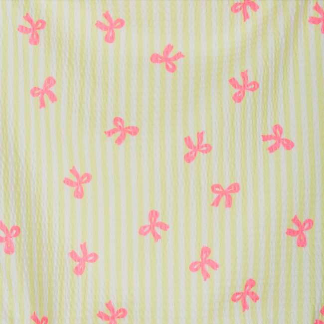 Infant Girls Seersucker One-Piece Swimsuit, Pink Bow - One Pieces - 3