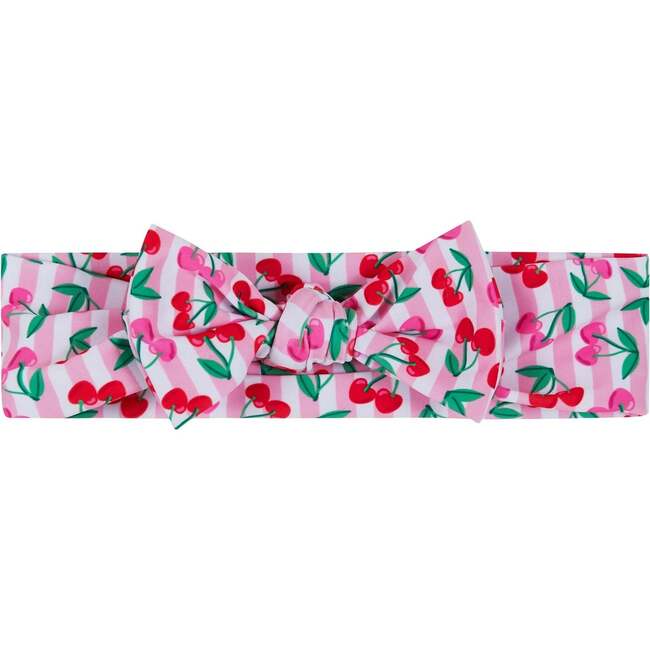 Infant Girls Ruffle Bikini W/ Headband, Cherry Stripe - Two Pieces - 3