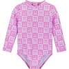 Infant Girls Long Sleeve Rashguard,  Pink Bow with Hat - Rash Guards - 3