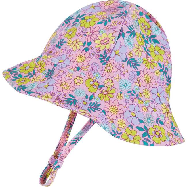 Infant Girls Long Sleeve Rashguard, Purple Floral with Hat - Rash Guards - 3