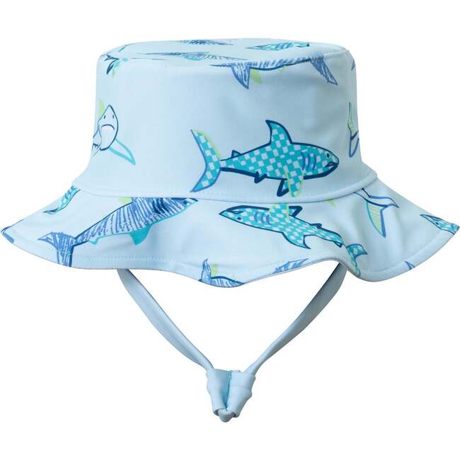 Infant Boys Swim Romper W/ Hat, Aqua Shark - Rompers - 3