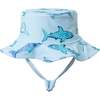 Infant Boys Swim Romper W/ Hat, Aqua Shark - Rompers - 3 - thumbnail