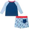 Infant Boys Long Sleeve Rashguard Set, Navy Sailboat - Mixed Apparel Set - 2 - thumbnail