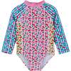 Infant Girls Long Sleeve Rashguard, Cherry Stripe with Hat - Rash Guards - 4 - thumbnail