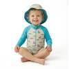 Infant Boys Long Sleeve Swim Romper, Lime Gator with Hat - Rompers - 2 - thumbnail