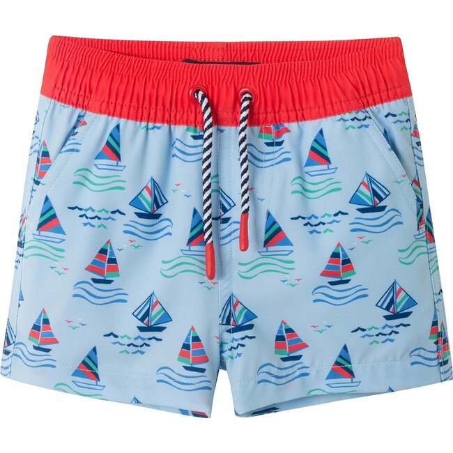 Infant Boys Long Sleeve Rashguard Set, Navy Sailboat - Mixed Apparel Set - 4