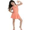 Girls Terry One-Piece Swimsuit, Coral with Matching Skirt - Mixed Apparel Set - 3 - thumbnail