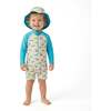 Infant Boys Long Sleeve Swim Romper, Lime Gator with Hat - Rompers - 5 - thumbnail
