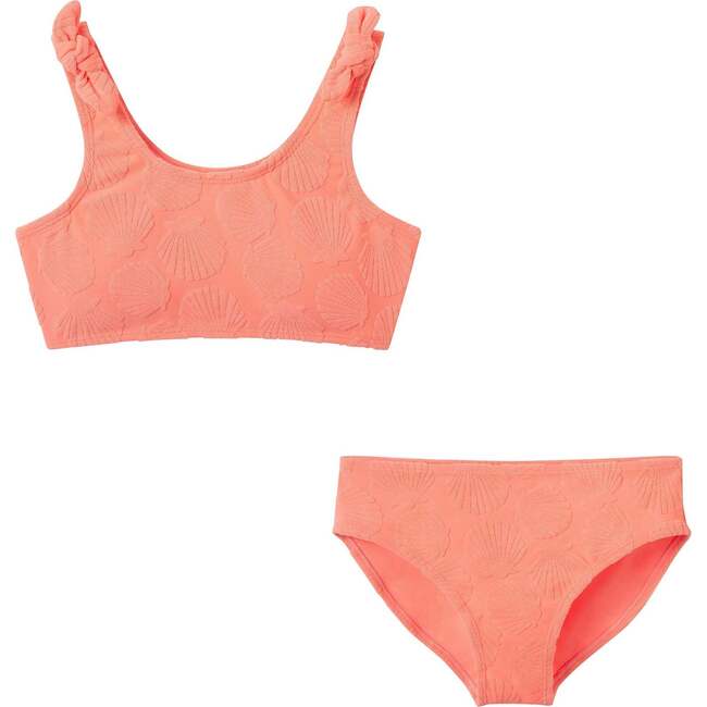 Tween Girls Textured Terry Bikini,  Coral