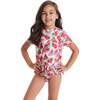 Girls Short Sleeve Rashguard Set, Watermelon & Rainbows - Rash Guards - 3 - thumbnail