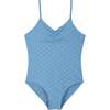 Tween Girls Terry One-Piece Swimsuit,  Blue Daisy - One Pieces - 1 - thumbnail