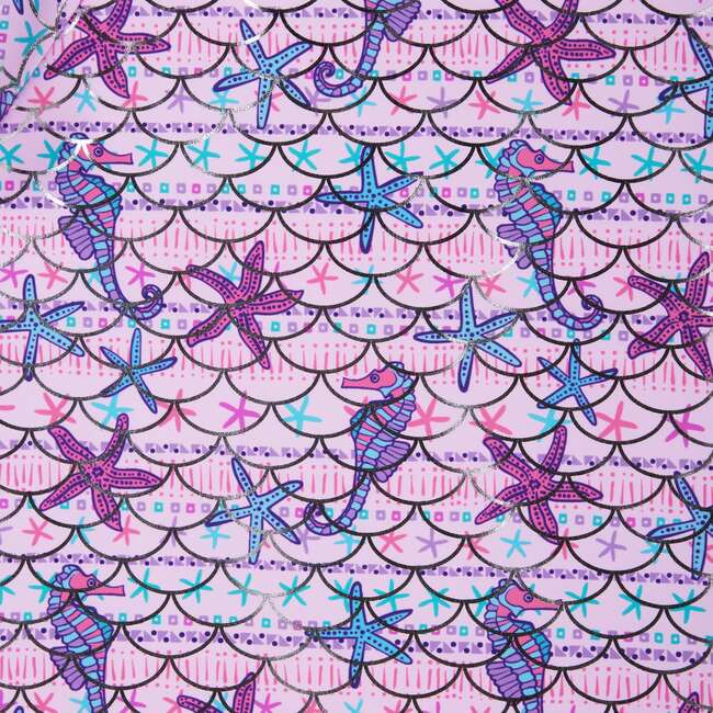 Girls Short Sleeve Rashguard Set, Seahorse & Starfish - Rash Guards - 5