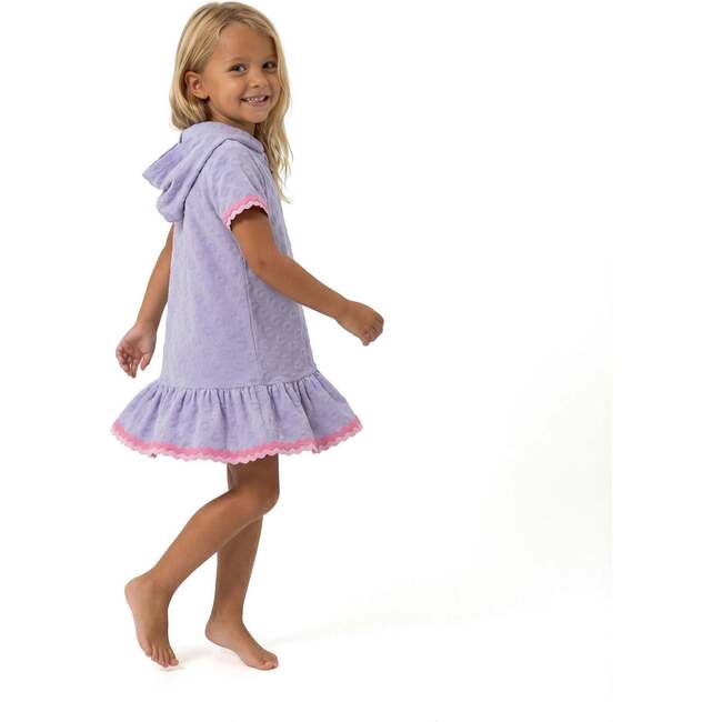 Girls Terry Cover-Up Dress, Purple Floral - Cover-Ups - 6