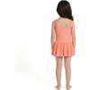 Girls Terry One-Piece Swimsuit, Coral with Matching Skirt - Mixed Apparel Set - 4 - thumbnail