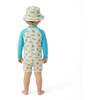 Infant Boys Long Sleeve Swim Romper, Lime Gator with Hat - Rompers - 6 - thumbnail