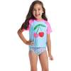 Girls Short Sleeve Rashguard Set,  Cherry Stripe - Rash Guards - 2