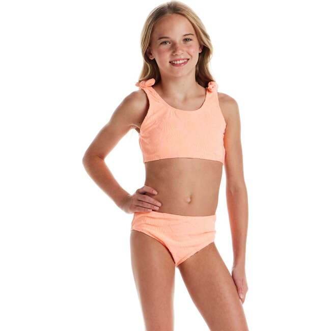 Tween Girls Textured Terry Bikini,  Coral - One Pieces - 3