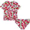 Girls Short Sleeve Rashguard Set, Watermelon & Rainbows - Rash Guards - 5 - thumbnail