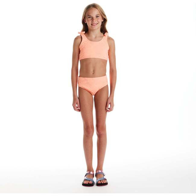 Tween Girls Textured Terry Bikini,  Coral - One Pieces - 4