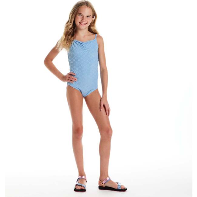 Tween Girls Terry One-Piece Swimsuit,  Blue Daisy - One Pieces - 3