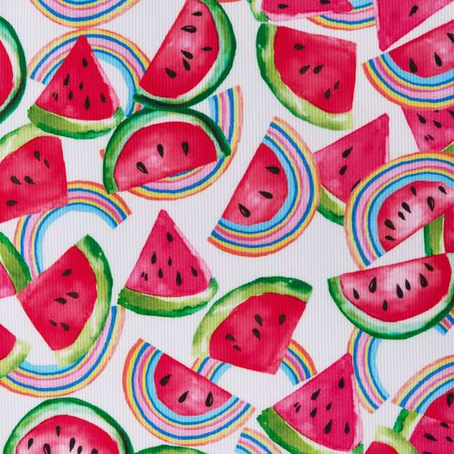 Girls Short Sleeve Rashguard Set, Watermelon & Rainbows - Rash Guards - 6