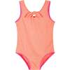 Girls Terry One-Piece Swimsuit, Coral with Matching Skirt - Mixed Apparel Set - 7 - thumbnail