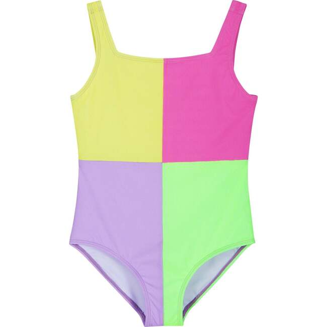 Tween Girls Rib One-Piece Swimsuit,  Colorblock