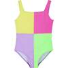 Tween Girls Rib One-Piece Swimsuit,  Colorblock - One Pieces - 1 - thumbnail