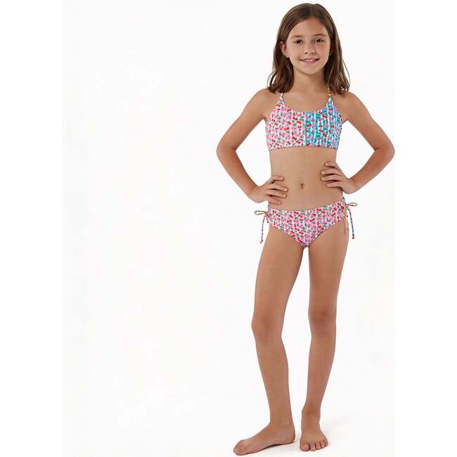 Tween Girls Strappy Bikini, Cherry Stripe