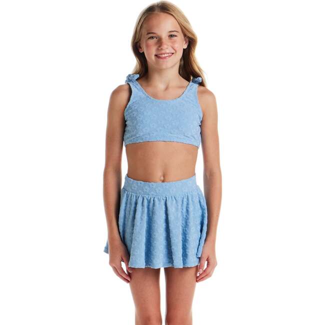 Tween Girls Terry Bikini Cover Up Set,  Blue Floral - Mixed Apparel Set - 3