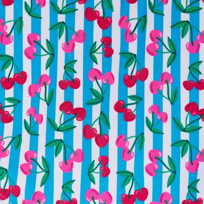 Girls Short Sleeve Rashguard Set,  Cherry Stripe - Rash Guards - 5