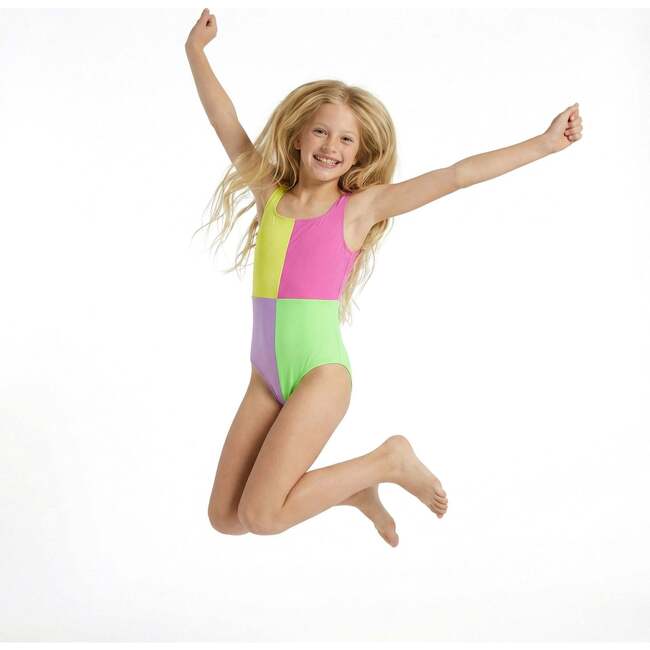 Tween Girls Rib One-Piece Swimsuit,  Colorblock
