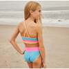 Tween Girls Rib Colorblock Bikini,  Blue - One Pieces - 3
