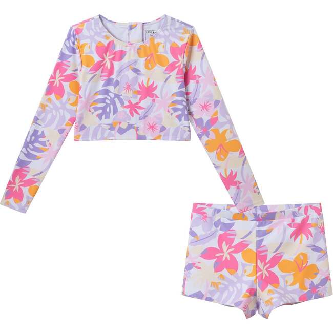 Tween Girls Rashguard Set, Palm Print