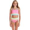 Tween Girls Rib Bikini,  Pink Colorblock - One Pieces - 2
